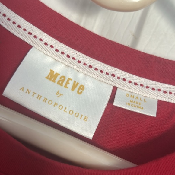 Maeve by Anthropologie Dakota wrap top short sleeve tee red size small - Picture 4 of 5